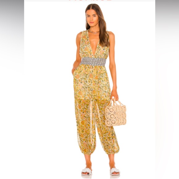 Free People jumpsuit XS Maria NWT REVOLVE soft yellow white breathable gauzy - Picture 1 of 10
